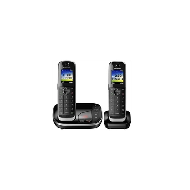 Panasonic KX-TGJ322GB schnurloses Duo DECT Festnetztelefon + AB, Nero